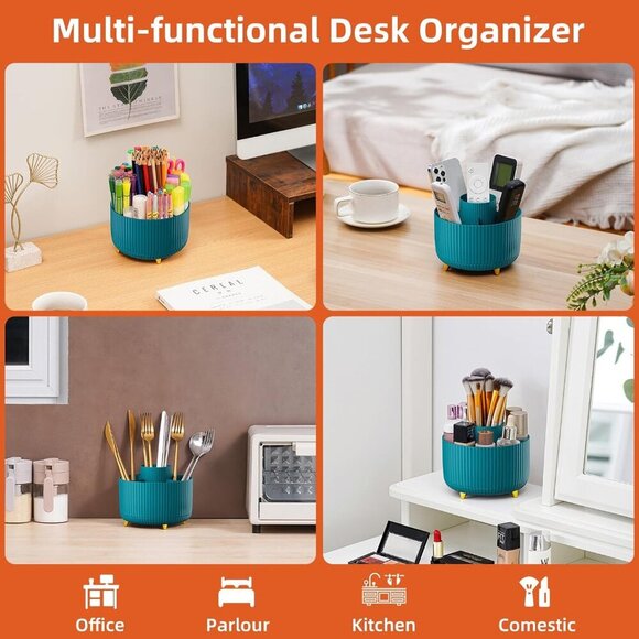 Desk Organizer, 360-Degree Rotating Pen Holder for Desk, Desk Organizers and Acc - Picture 3 of 7